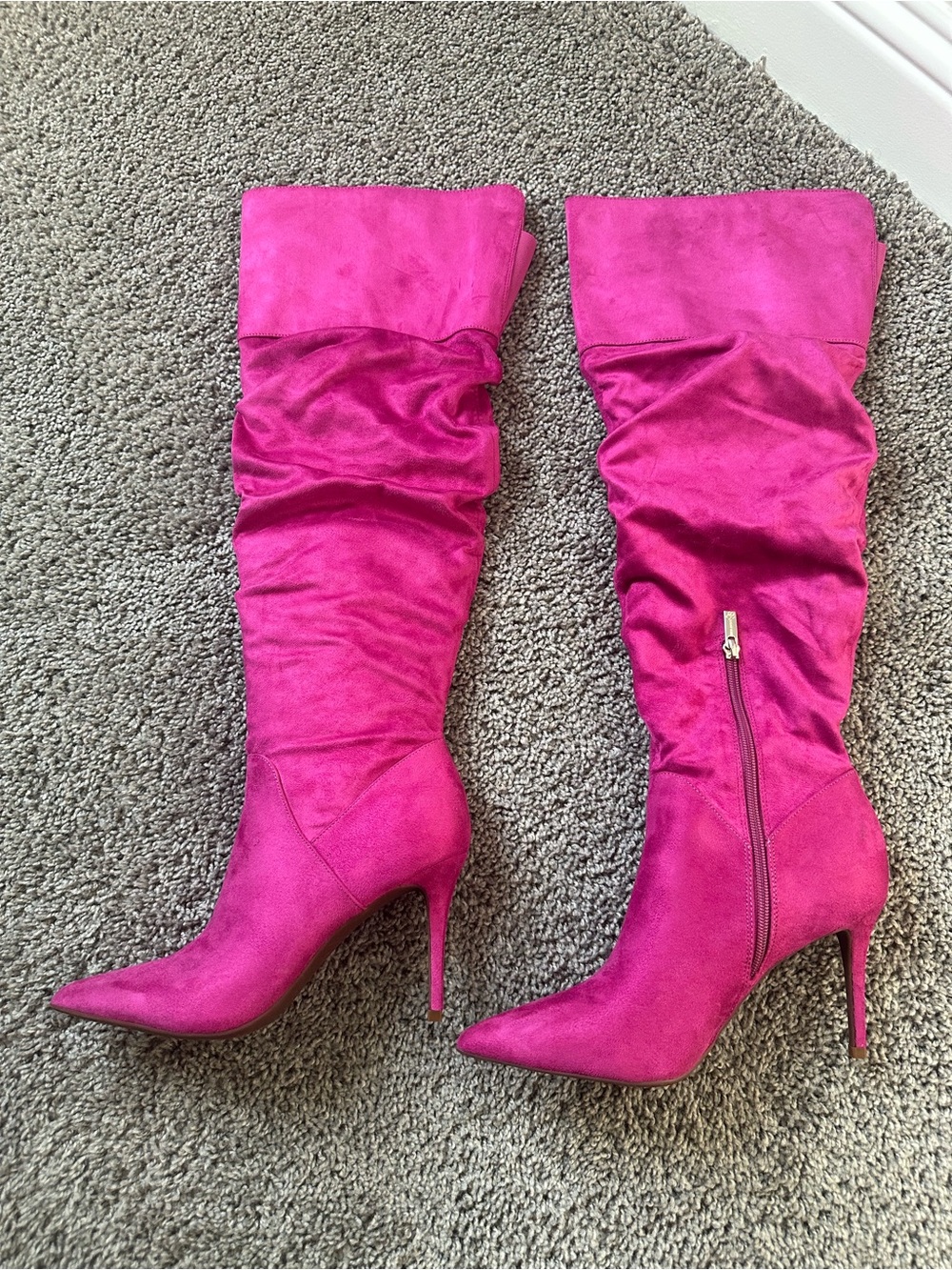 Jessica Simpson Tall Pink Faux Suede Stiletto Knee High Boots